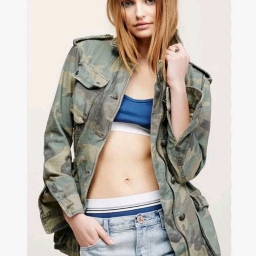 Free People Not Your Brother’s Camo Utility Jacket XS Military Cargo Boho